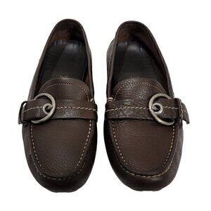 Vintage Prada Leather Drivers Loafers Flats Brown Buckle 35
